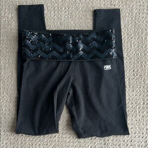 PINK Victoria's Secret Vintage Black Sequined Waistband Leggings - XS